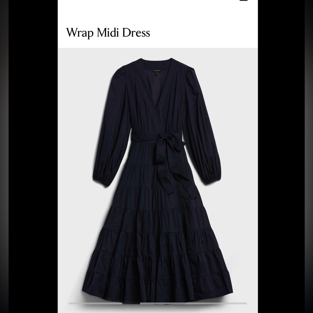 Elegant navy Wrap Midi Dress US 6